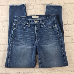 Madewell Women's 28 Slim Straight Raw Hem Denim Jeans Med Wash